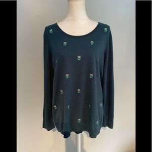 Talbots 1x sweater with gem owl detail